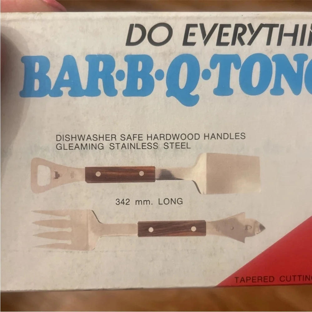 Do Everything Bar-B-Q Tongs with Wooden Handle - Picture 2 of 3